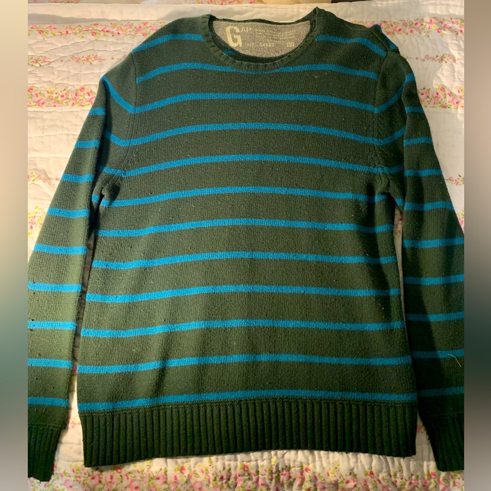 Vintage Grunge Kurt Cobain 90s Gap Striped Baggy Sweater - Size Large